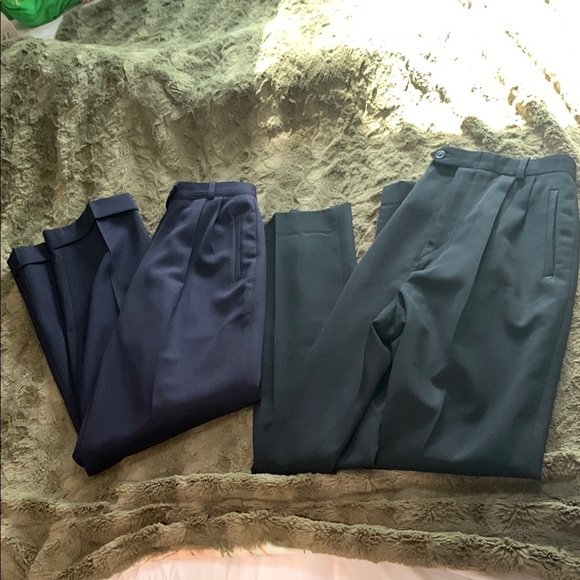 Austin Reed Petite Classic Worsted Wool Black and Navy Pants - Picture 1 of 5